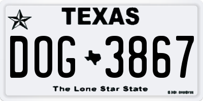 TX license plate DOG3867