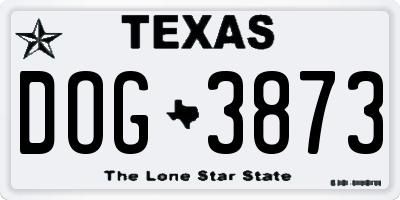 TX license plate DOG3873