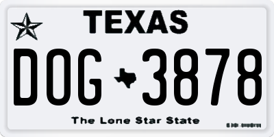 TX license plate DOG3878
