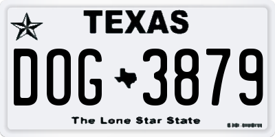 TX license plate DOG3879