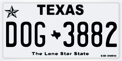 TX license plate DOG3882