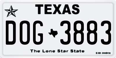 TX license plate DOG3883