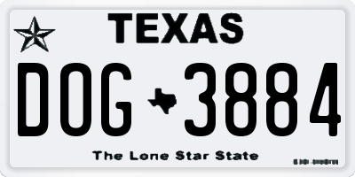 TX license plate DOG3884