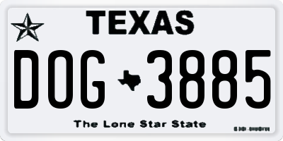 TX license plate DOG3885