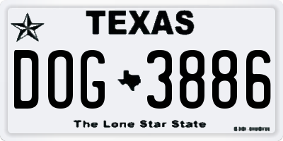 TX license plate DOG3886