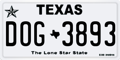 TX license plate DOG3893