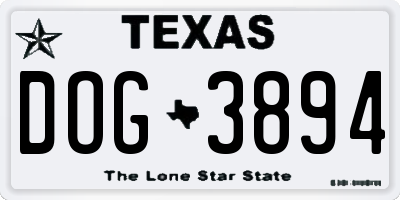 TX license plate DOG3894