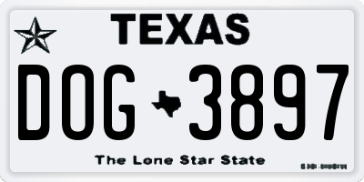TX license plate DOG3897