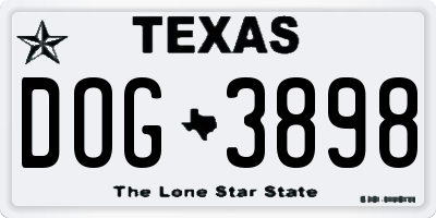 TX license plate DOG3898