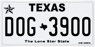 TX license plate DOG3900