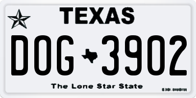 TX license plate DOG3902