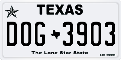 TX license plate DOG3903