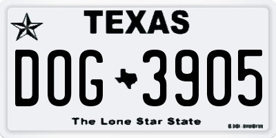 TX license plate DOG3905