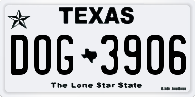TX license plate DOG3906