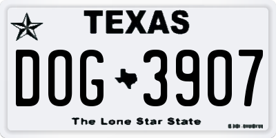 TX license plate DOG3907