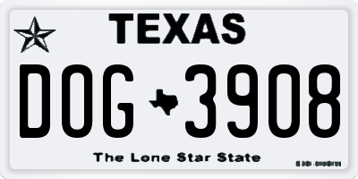 TX license plate DOG3908