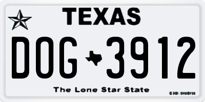 TX license plate DOG3912