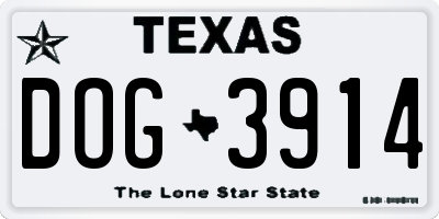 TX license plate DOG3914