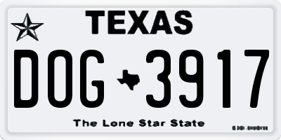 TX license plate DOG3917