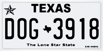 TX license plate DOG3918