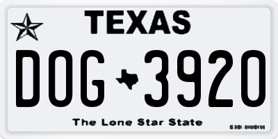 TX license plate DOG3920