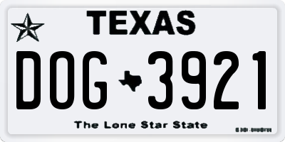 TX license plate DOG3921