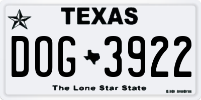 TX license plate DOG3922