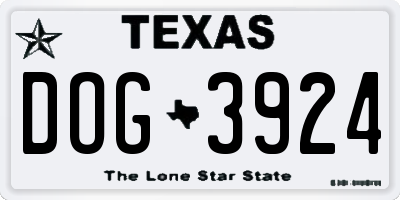 TX license plate DOG3924