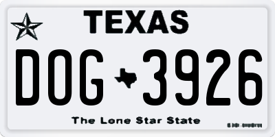 TX license plate DOG3926