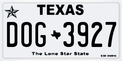 TX license plate DOG3927