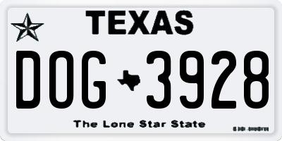 TX license plate DOG3928