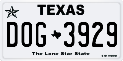 TX license plate DOG3929