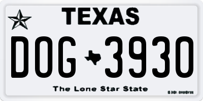 TX license plate DOG3930