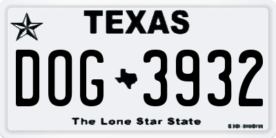 TX license plate DOG3932