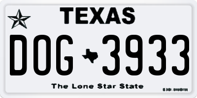 TX license plate DOG3933