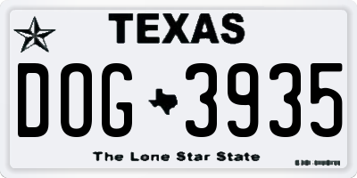 TX license plate DOG3935