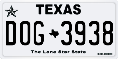 TX license plate DOG3938