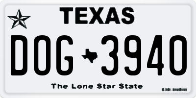 TX license plate DOG3940
