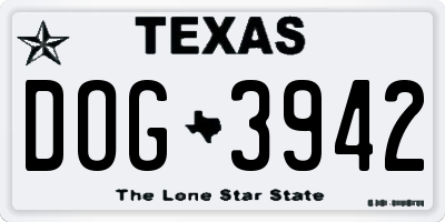 TX license plate DOG3942