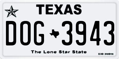 TX license plate DOG3943