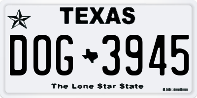 TX license plate DOG3945