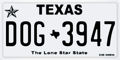 TX license plate DOG3947