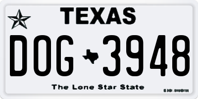 TX license plate DOG3948