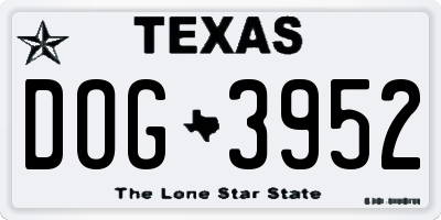 TX license plate DOG3952