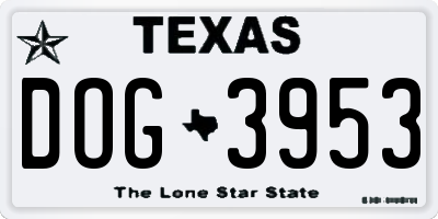 TX license plate DOG3953