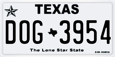 TX license plate DOG3954