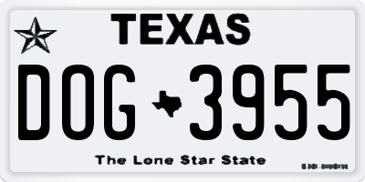 TX license plate DOG3955