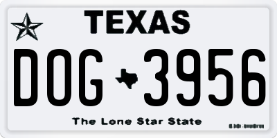 TX license plate DOG3956