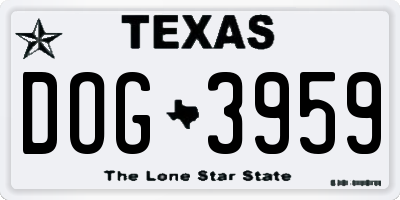 TX license plate DOG3959