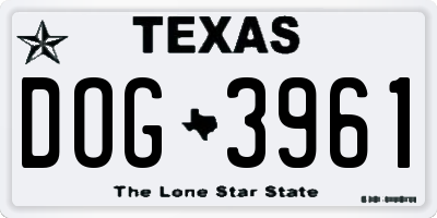 TX license plate DOG3961